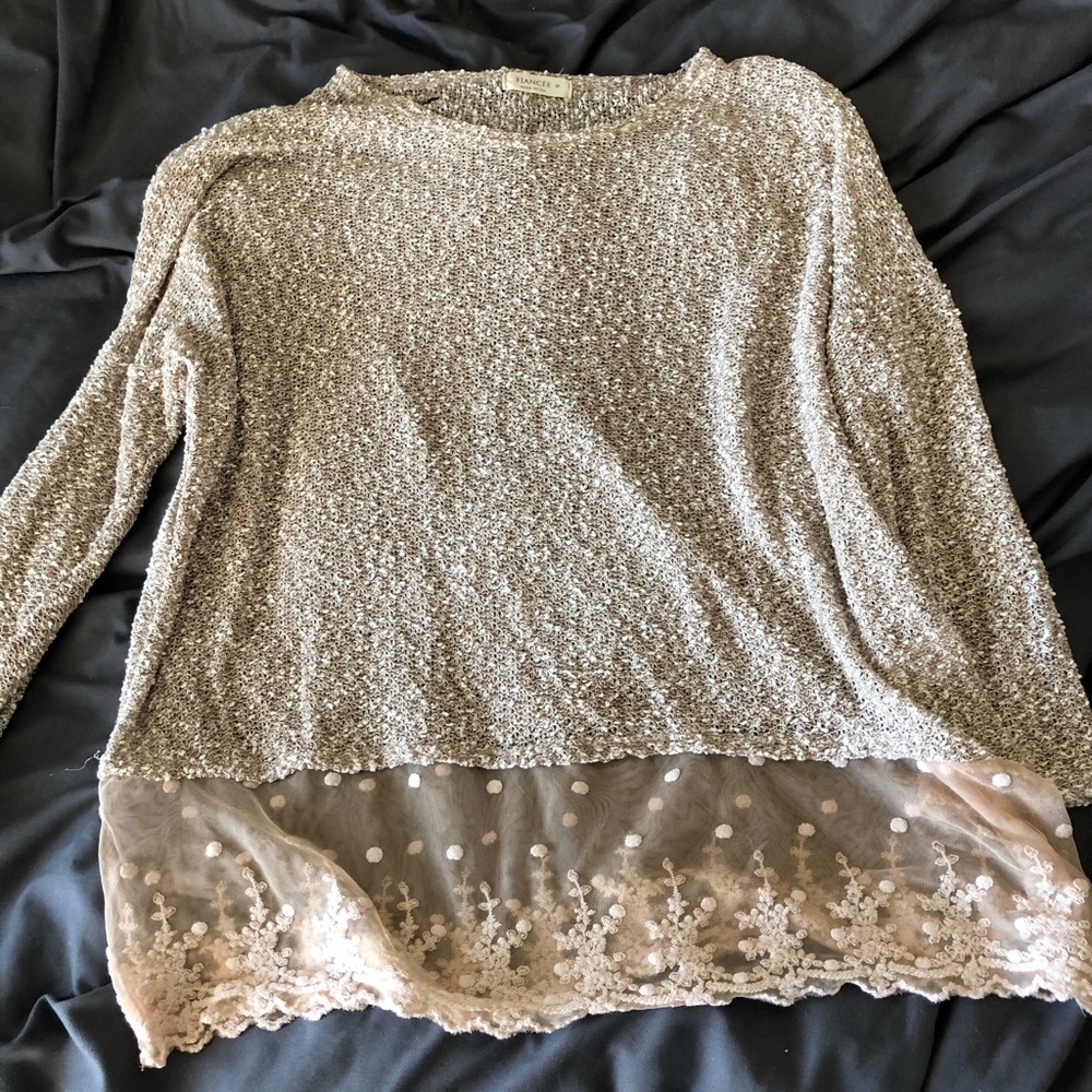 cozy sweater with lace bottom